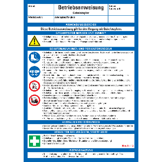 Maschinenbetriebsanweisung Gabelstapler, Kunststoff, 210x297mm, ASR A1.3, DIN EN ISO 7010-Beschreibung lesen