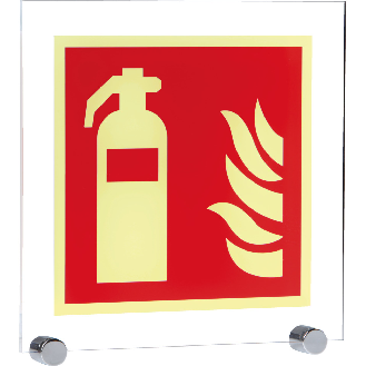 PERMALIGHT power langnachleuchtend Brandschutz Feuerlöscher, ASR/ISO, mit Klemmbefestigung, Acryl, 250x250mm-Beschreibung lesen