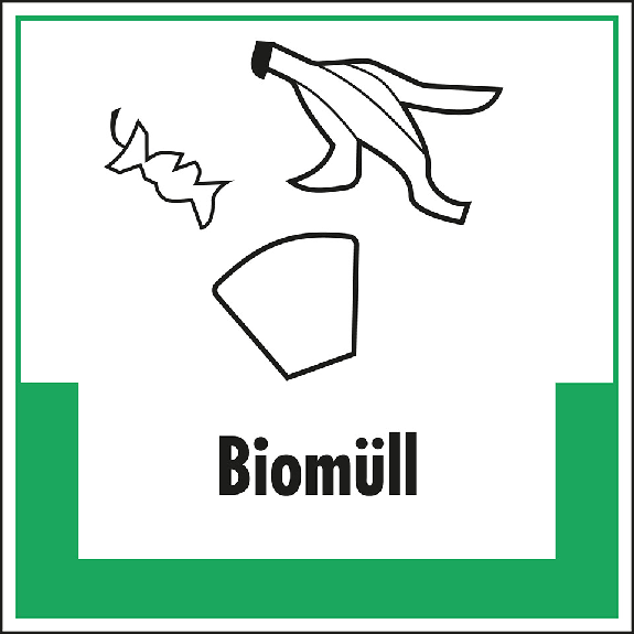 Abfallkennzeichen Biomüll, mit Symbol und Text, Kunststoff, 200x200mm Abfallkennzeichen Biomüll, mit Symbol und Text, Kunststoff, 200x200mm-Beschreibung lesen