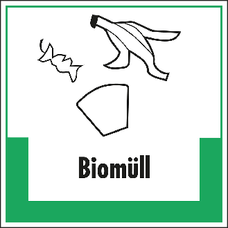Abfallkennzeichen Biomüll, mit Symbol und Text, Kunststoff, 200x200mm-Beschreibung lesen