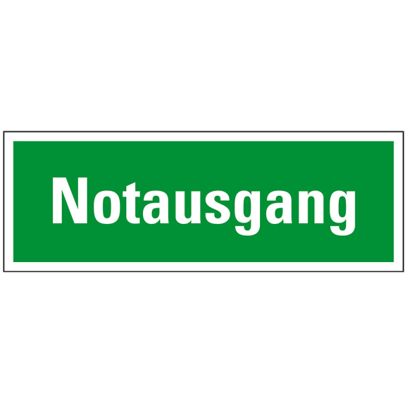 Rettungszeichen Notausgang, praxisbewährt, Kunststoff, 297x105mm Rettungszeichen Notausgang, praxisbewährt, Kunststoff, 297x105mm-Beschreibung lesen