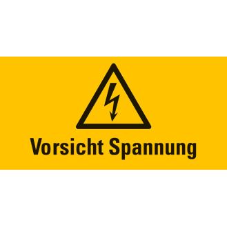 Warn-Kombischild Vorsicht Spannung,RoHS konform,praxisb.,Folie,selbstkl,52x105mm-Beschreibung lesen