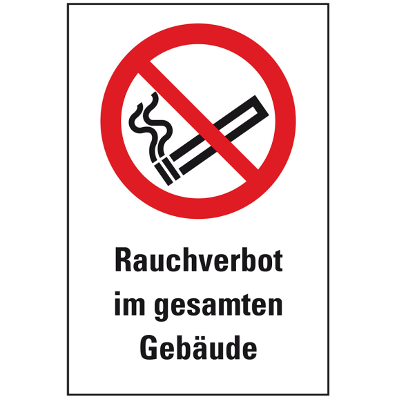 Verbots-Kombischild Rauchverbot im gesamten Gebäude, Kunststoff, 300x400mm, ASR A1.3, DIN EN ISO 7010 P002 Verbots-Kombischild Rauchverbot im gesamten Gebäude, Kunststoff, 300x400mm, ASR A1.3, DIN EN ISO 7010 P002-Beschreibung lesen