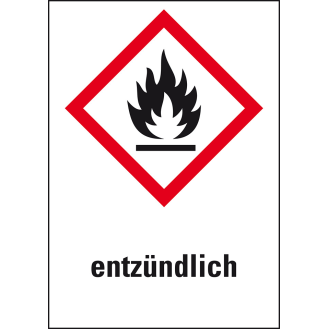 Gefahrensymbol Flamme GHS 02, entzündlich, Folie, 37x26mm, 12/Bogen, GHS-Verordnung-Beschreibung lesen
