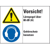 Kombischild Vorsicht! Lärmpegel über 80 dB..., Folie, 200x150mm, ISO 3864-2 Kombischild Vorsicht! Lärmpegel über 80 dB..., Folie, 200x150mm, ISO 3864-2