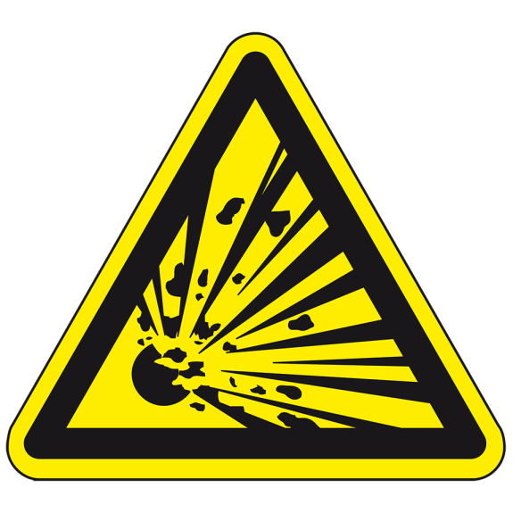 Warnschild Warnung v.explosionsgefährlichen Stoffen,ASR/ISO,Folie,SL 50mm,10/BOG-Lire la description