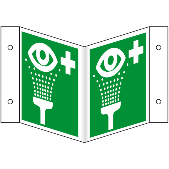 Rettungs-Nasenschild Augenspüleinrichtung, Kunststoff, 200x200mm, ASR A1.3, DIN EN ISO 7010 E011 Rettungs-Nasenschild Augenspüleinrichtung, Kunststoff, 200x200mm, ASR A1.3, DIN EN ISO 7010 E011-Beschreibung lesen