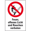 Verbots-Kombischild Feuer, offenes Licht und Rauchen.., Folie, 200x300mm, ASR A1.3, DIN EN ISO 7010 P003