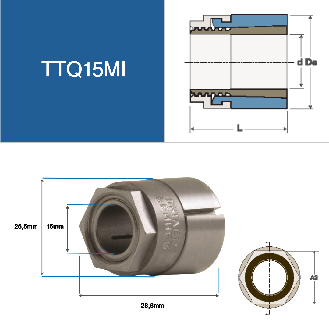 FENNER DRIVES -  Référence TTQM1526 - Moyeu expansible Trantorque Mini avec diamètre intérieur de 15 mm-Lire la description