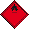 Verpackungskennzeichen Kl.3 Entzündb. Flüssigkeiten, Folie, seewasserbeständig, 100x100mm, IMDG-Code, GGVSEB, ADR, IATA