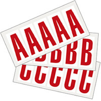 Kombipackung Buchstabe A-Z, weiß/rot, Folie, SH 15mm, 14x19mm, 36 je Buchst./Packung-Beschreibung lesen