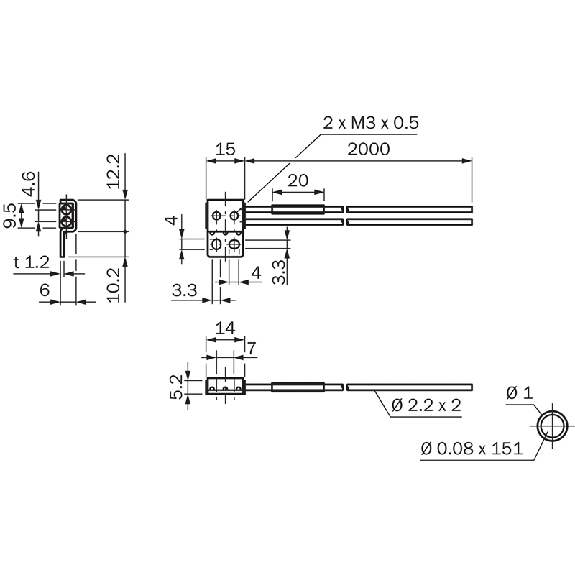 Fibre opt. directe, plast., tête plast., 2m - LL3-DR09-Lire la description