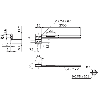 Fibre opt. directe, plast., tête plast., 2m - LL3-DR09-Lire la description