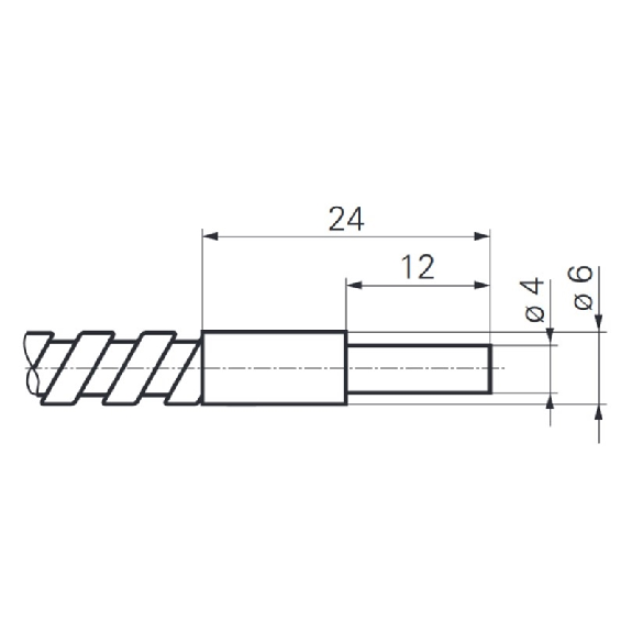 Fibre opt. barrage, verre, tête 4x24mm Pmax=450mm +250°C, 0,5m - FSF 050A2002 Fibre opt. barrage, verre, tête 4x24mm Pmax=450mm +250°C, 0,5m - FSF 050A2002-Lire la description