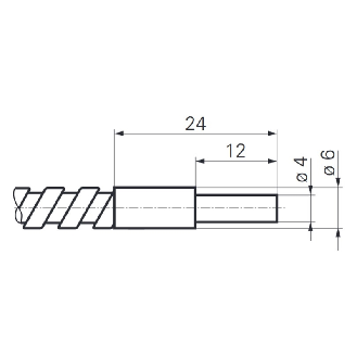 Fibre opt. barrage, verre, tête 4x24mm Pmax=450mm +250°C, 0,5m - FSF 050A2002-Lire la description