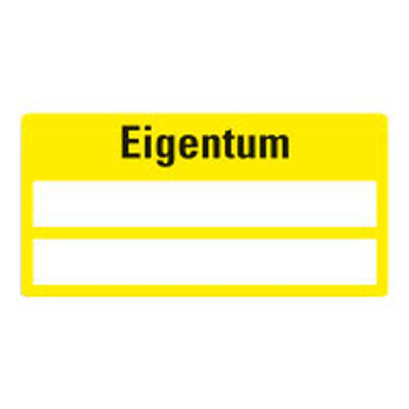 Inventaretikett Eigentum, gelb, Dokumentenfolie mit Spezialkleber, 50x25mm, 9/Bogen-Beschreibung lesen