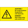 Warn-Kombischild Achtung!-Bei ausgeschalt.Hauptschalter.., praxisbewährt, Folie, 100x50mm Warn-Kombischild Achtung!-Bei ausgeschalt.Hauptschalter.., praxisbewährt, Folie, 100x50mm