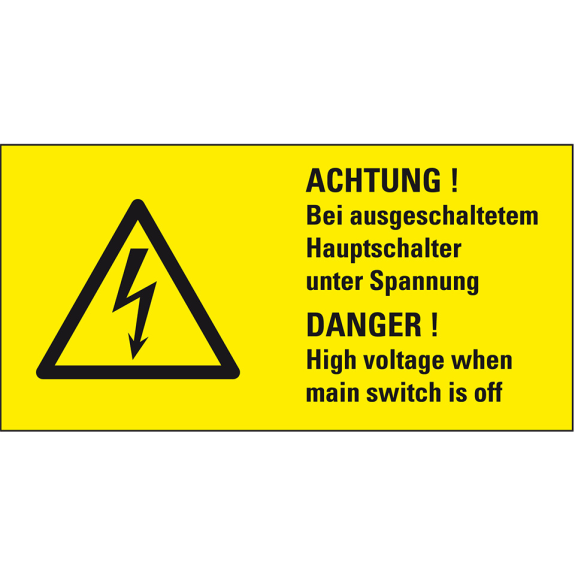 Warn-Kombischild Achtung!-Bei ausgeschalt.Hauptschalter.., praxisbewährt, Folie, 100x50mm Warn-Kombischild Achtung!-Bei ausgeschalt.Hauptschalter.., praxisbewährt, Folie, 100x50mm-Beschreibung lesen