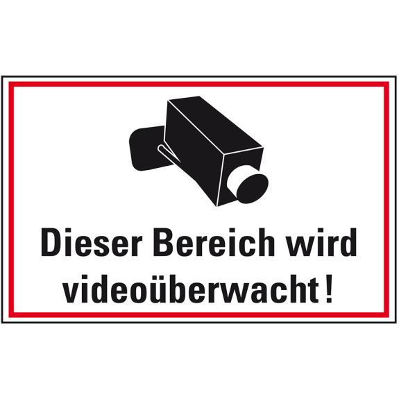 Hinweisschild Bereich wird videoüberwacht, Pikto, Folie, selbstklebend, 300x200mm-Beschreibung lesen