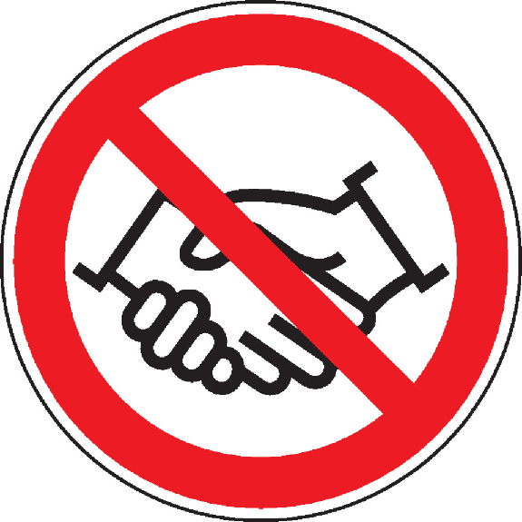 Verbotsschild Händeschütteln verboten, praxisbewährt, Folie, selbstklebend, Ø 200mm Verbotsschild Händeschütteln verboten, praxisbewährt, Folie, selbstklebend, Ø 200mm-Beschreibung lesen