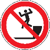Verbotsschild Herunterspringen verboten, ISO, Kunststoff, Ø 300mm Verbotsschild Herunterspringen verboten, ISO, Kunststoff, Ø 300mm