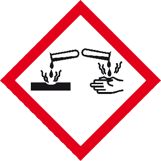 Gefahrensymbol Ätzwirkung GHS 05, Folie, selbstklebend, 32x32mm, 16/Bogen, GHS-Verordnung-Beschreibung lesen