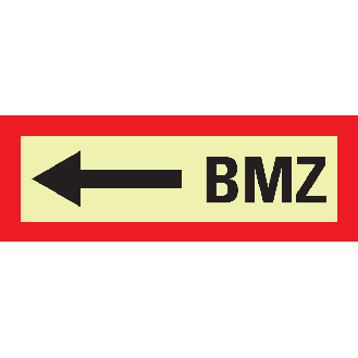 PERMALIGHT power langnachleuchtend Feuerwehrschild BMZ links, Kunststoff, 297x105mm-Beschreibung lesen