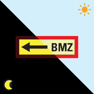 PERMALIGHT power langnachleuchtend Feuerwehrschild BMZ links, Kunststoff, 297x105mm-Beschreibung lesen