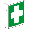 Rettungs-Fahnenschild Erste Hilfe, doppelseitig, Kunststoff, 200x200mm, ASR A1.3, DIN EN ISO 7010 E003 Rettungs-Fahnenschild Erste Hilfe, doppelseitig, Kunststoff, 200x200mm, ASR A1.3, DIN EN ISO 7010 E003