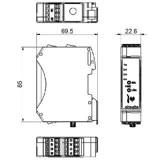 Récepteur radio à contacts secs 4-voies, 24VDC 4 NO, montage rail DIN - 1357703 | RF Rx SW868 4S 24VDC-Lire la description