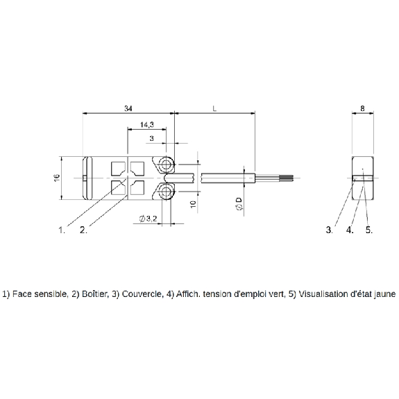 Capteur de niveau capacitif PNP NO / Câble 2m - BCS R08RRE-NSMFHC-EP02 (BCS012K)-Lire la description