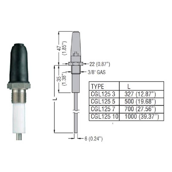 Sonde de niveau lg 1000 mm, 3/8 - CGL125N-10 (67020140) Sonde de niveau lg 1000 mm, 3/8 - CGL125N-10 (67020140)-Lire la description
