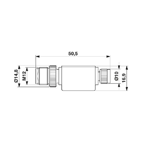 Adaptateur M12A Mâle Droit 4p/M08A Fem droit 4p - SAC-4P-M12MS-M 8FS-Lire la description