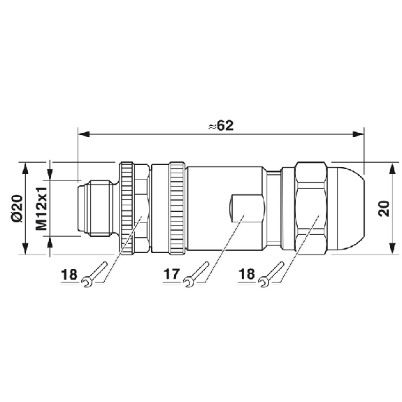M12A Mâle Droit 8p; Bornes à vis max. 0.5mm², Pg9 Ø6-8mm; Blindé - SACC-M12MS-8CON-PG 9-SH-Lire la description