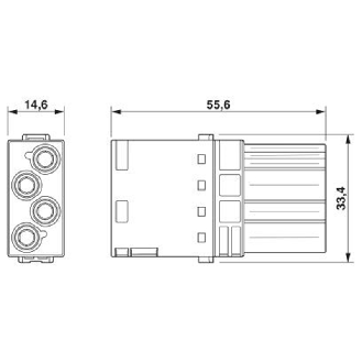 Module 4 contacts de puissance femelle, Push-in, 830 V, 40 A - HC-M-04-PT-F-Lire la description