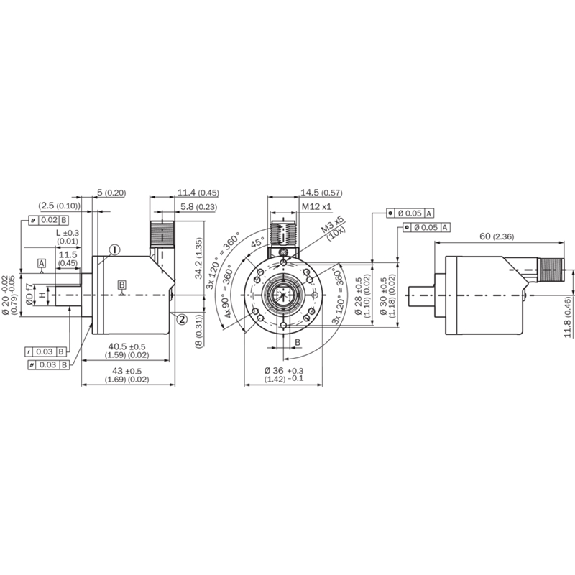 Codeur abs. monotour Axe plein 10mm 16.384 (14 bit) IO-Link, M12 4P - AHS36A-S4QC016384-Lire la description