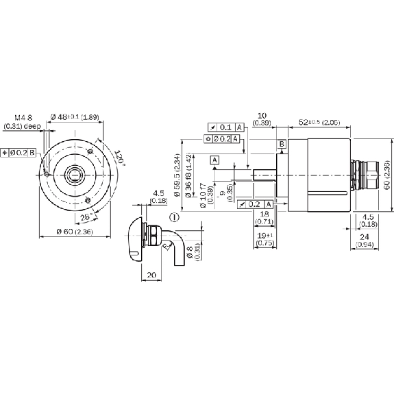 Codeur abs. monotour Axe plein 100mm 10-32V Parallèle 512 (9 bit) - ARS60-F4B00512 Codeur abs. monotour Axe plein 100mm 10-32V Parallèle 512 (9 bit) - ARS60-F4B00512-Lire la description