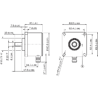 Codeur inc. Ø60mm Axe plein 10mm 2000i/t 10-27V HTL/PushPull M12 8P - DBS60I-Q4EC02000-Lire la description