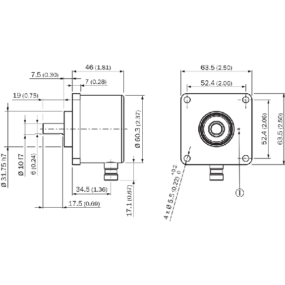 Codeur inc. Ø60mm Axe plein 10mm 2000i/t 10-27V HTL/PushPull M12 8P - DBS60I-Q4EC02000-Lire la description