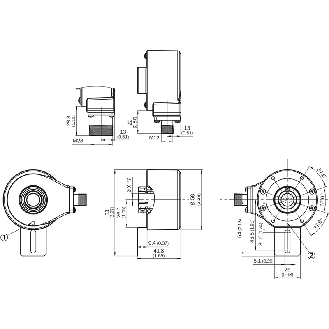 Codeur inc. Ø58mm Axe trav. 10mm 1024i/t 4,5-30V HTL/TTL M12 8P - DBS60E-TDFCD1024-Lire la description