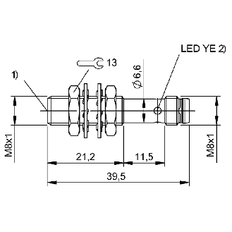 Cellule Barrage (R) PNP P=3m Laser DO M8x40mm Inox Axial M08 3P - BOS 08E-PS-LE20-S49 (BOS01U3)-Lire la description