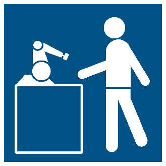 Hinweisschild Kollaborierendes Robotersystem, Folie, selbstklebend, 50x50mm-Beschreibung lesen