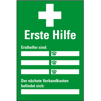 Aushang Erste Hilfe, Kunststoff, 200x300mm-Beschreibung lesen