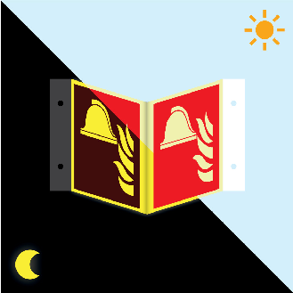 PERMALIGHT power langnachleuchtend Nasenschild Brandbekämpfung, ASR/ISO, Kunststoff, 200x200mm-Beschreibung lesen
