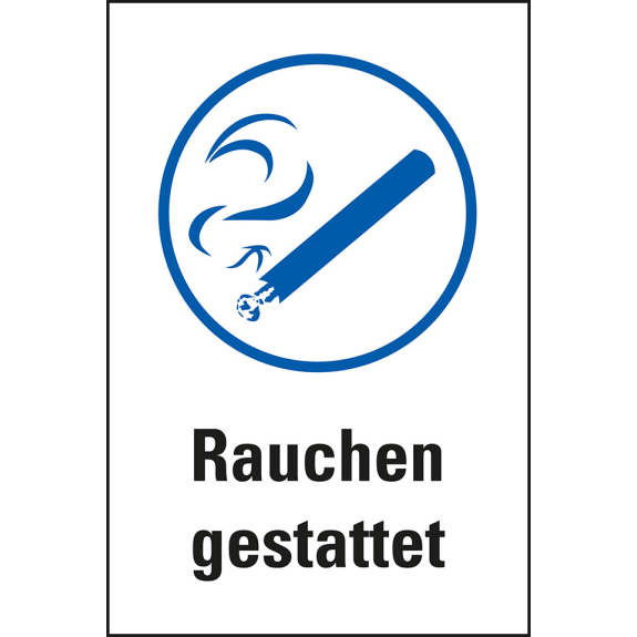 Gebots-Kombischild Rauchen gestattet, praxisbewährt, Folie, selbstklebend, 150x100mm Gebots-Kombischild Rauchen gestattet, praxisbewährt, Folie, selbstklebend, 150x100mm-Beschreibung lesen
