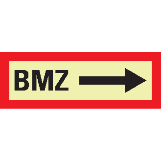 PERMALIGHT power langnachleuchtend Feuerwehrschild BMZ rechts, Folie, selbstklebend, 297x105mm-Beschreibung lesen