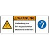 Produktsicherheitsschild Warnung Abdeckung n.bei abgesch., RoHS konform, Folie, 100x35mm, ISO 3864-2 Produktsicherheitsschild Warnung Abdeckung n.bei abgesch., RoHS konform, Folie, 100x35mm, ISO 3864-2