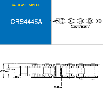 ASA 140-1 Catena a rulli in acciaio a trazione singola da 5 metri con passo di 444 mm-Leggi tutto