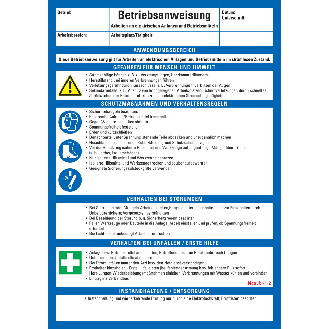 Maschinenbetriebsanweisung Arbeiten..im stromlosen Zustand, Kunststoff, 210x297mm, ASR A1.3, DIN EN ISO 7010-Beschreibung lesen