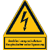 Warn-Kombischild bei ausgeschaltetem Hauptschalter, RoHS konform, Folie, 100x120mm, ASR A1.3, DIN EN ISO 7010 W012 Warn-Kombischild bei ausgeschaltetem Hauptschalter, RoHS konform, Folie, 100x120mm, ASR A1.3, DIN EN ISO 7010 W012